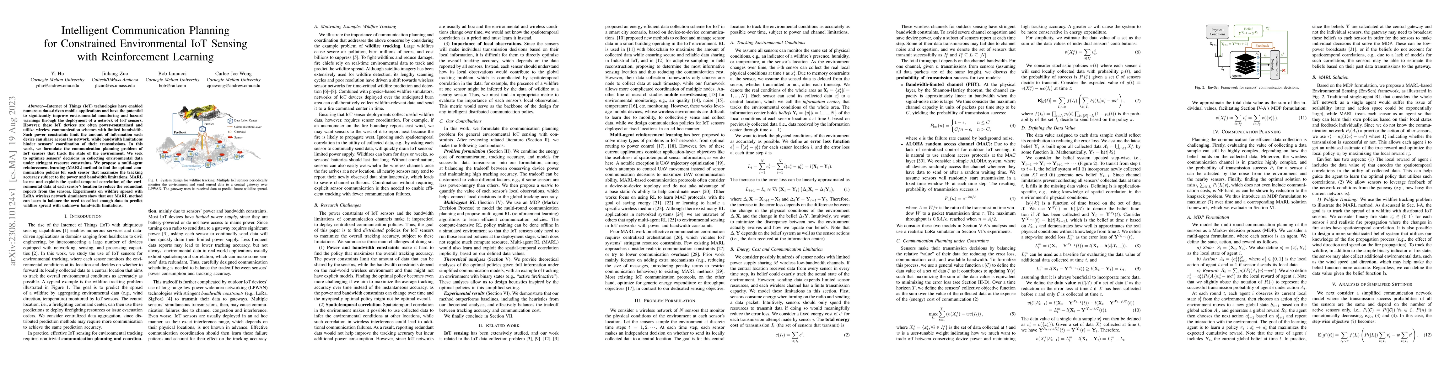 Thumbnail for Intelligent Communication Planning for Constrained Environmental IoT
  Sensing with Reinforcement Learning