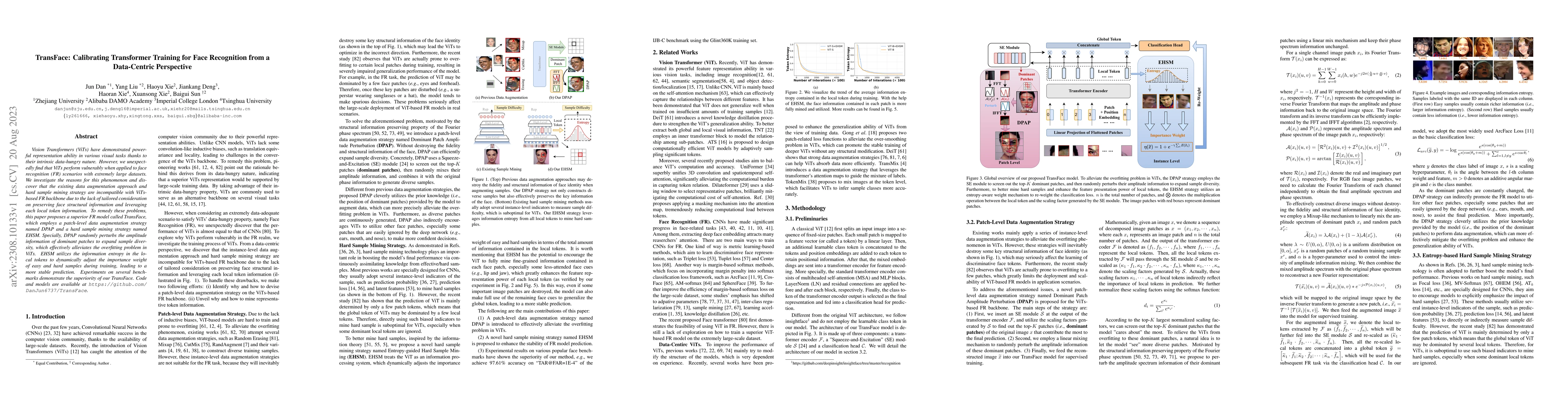 Thumbnail for TransFace: Calibrating Transformer Training for Face Recognition from a
  Data-Centric Perspective