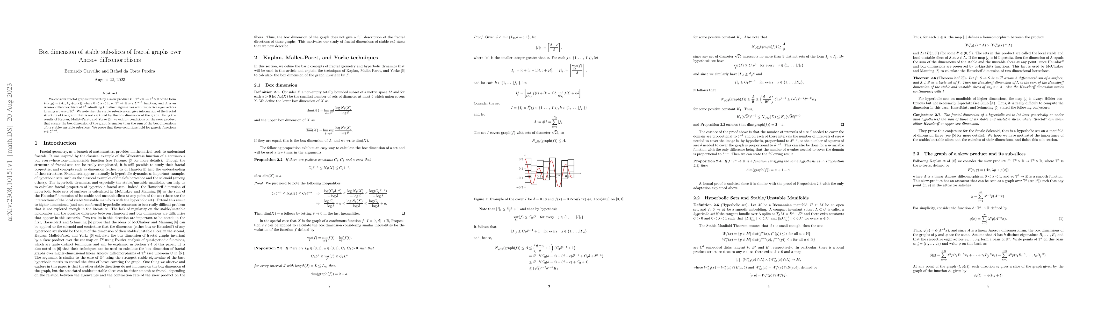 Thumbnail for Box dimension of stable sub-slices of fractal graphs over Anosov
  diffeomorphisms
