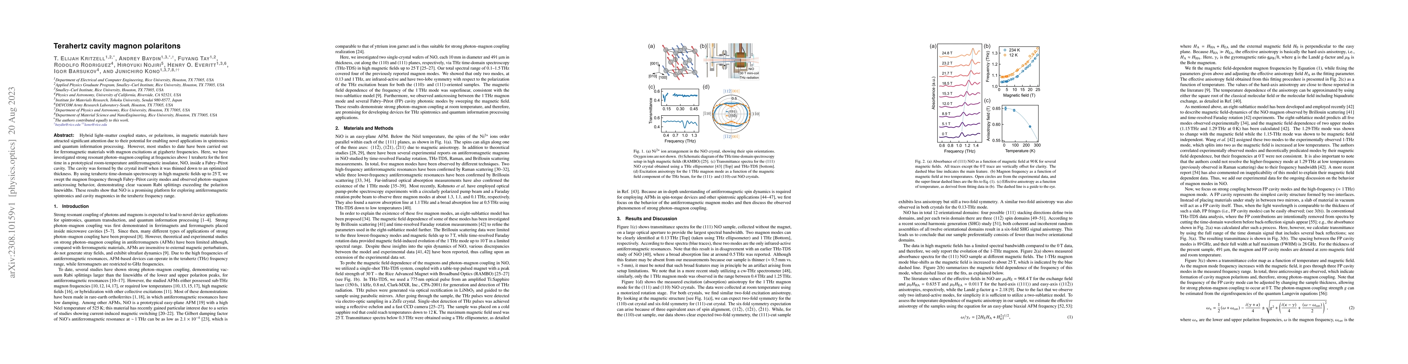 Thumbnail for Terahertz cavity magnon polaritons