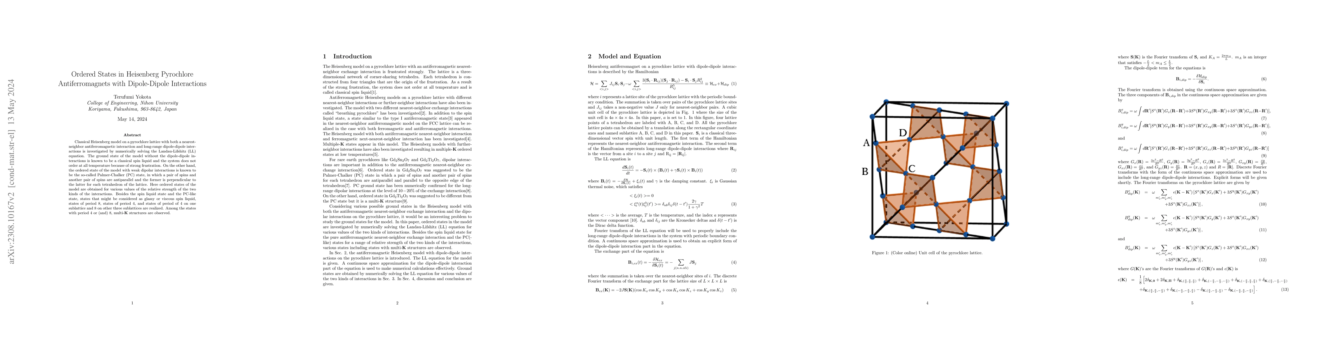 Thumbnail for Ordered States in Heisenberg Pyrochlore Antiferromagnets with
  Dipole-Dipole Interactions