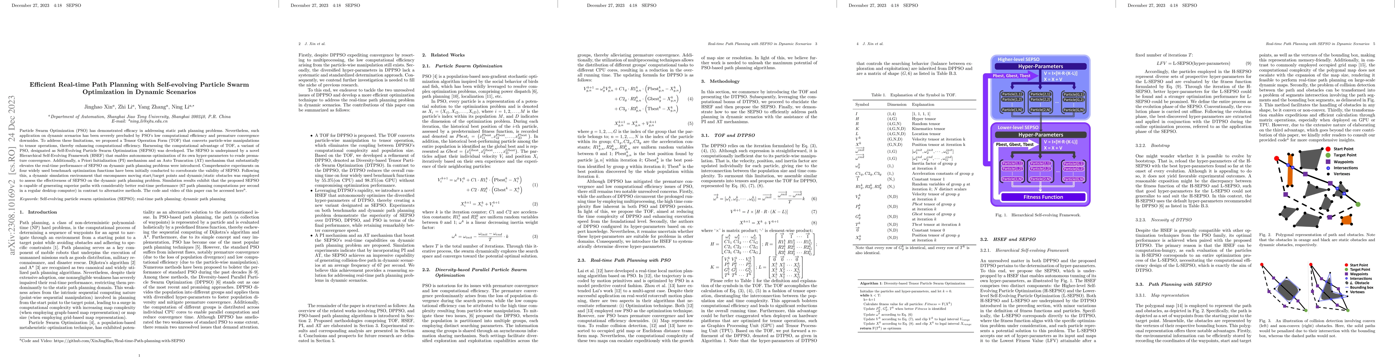 Thumbnail for Efficient Real-time Path Planning with Self-evolving Particle Swarm
  Optimization in Dynamic Scenarios