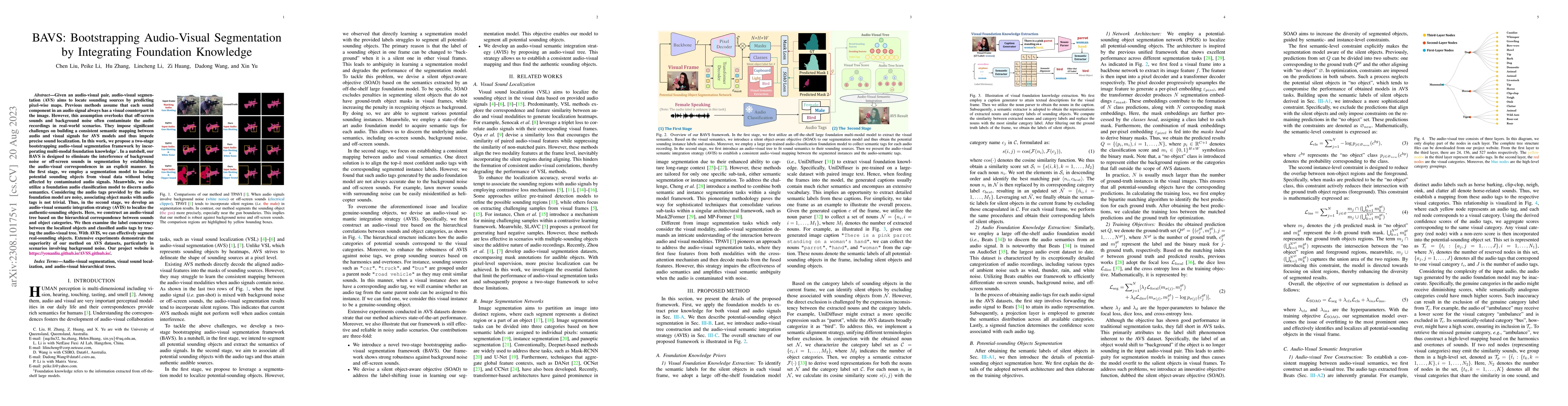 Thumbnail for BAVS: Bootstrapping Audio-Visual Segmentation by Integrating Foundation
  Knowledge
