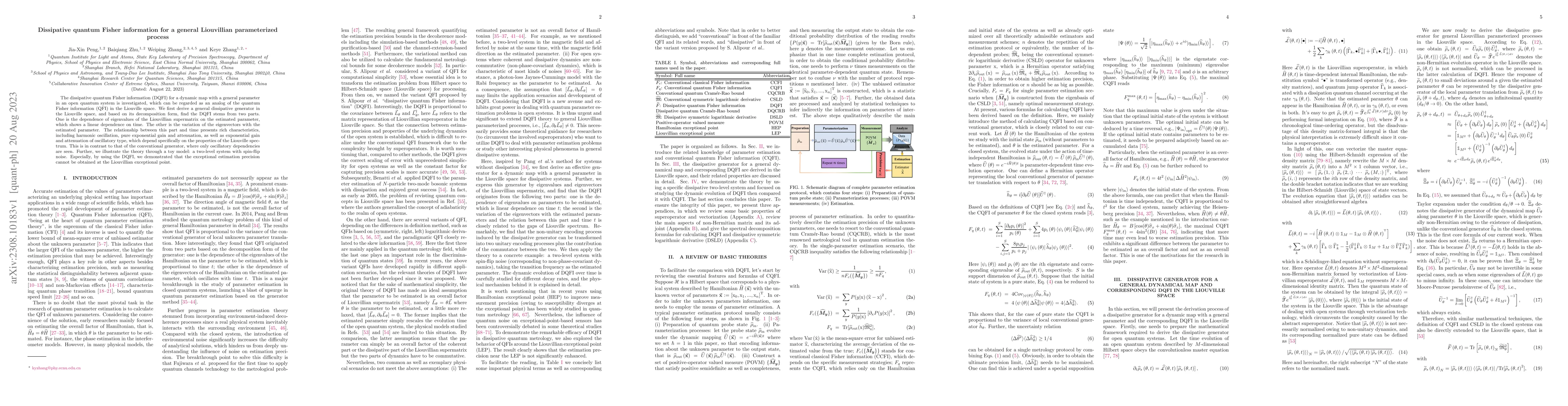 Thumbnail for Dissipative quantum Fisher information for a general Liouvillian
  parameterized process
