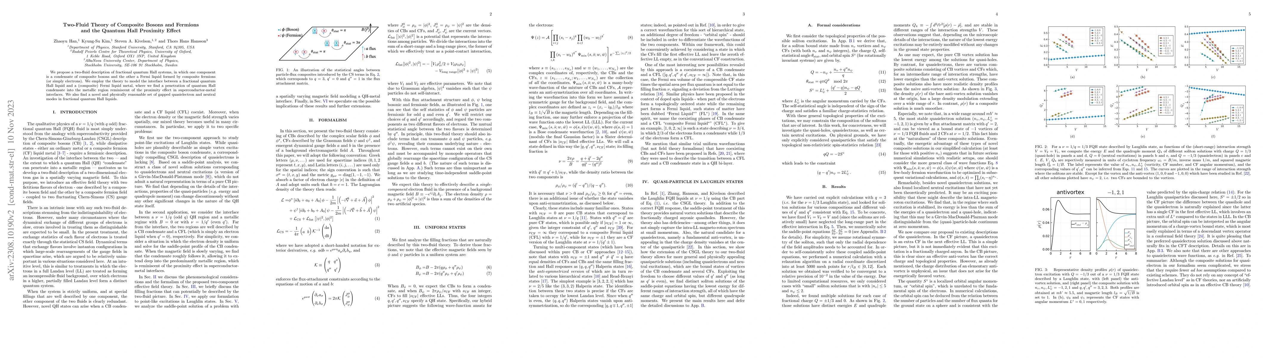 Thumbnail for Two-fluid theory of composite bosons and fermions and the quantum Hall
  proximity effect