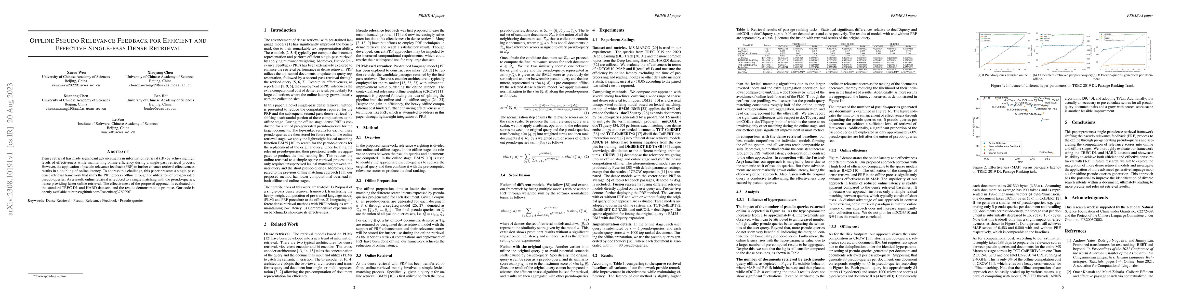Thumbnail for Offline Pseudo Relevance Feedback for Efficient and Effective
  Single-pass Dense Retrieval
