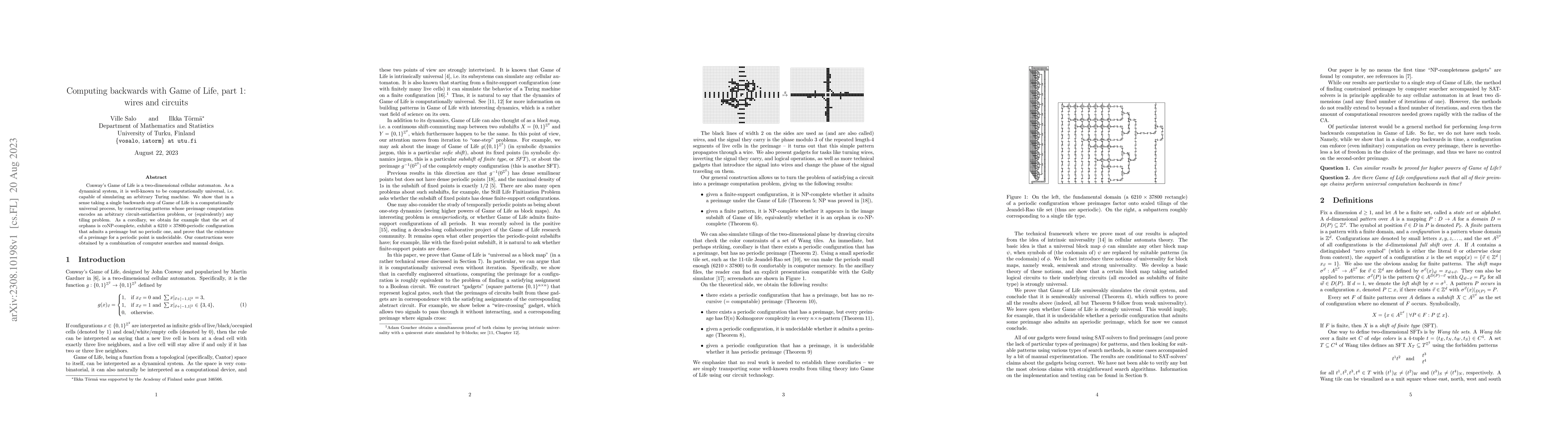 Thumbnail for Computing backwards with Game of Life, part 1: wires and circuits