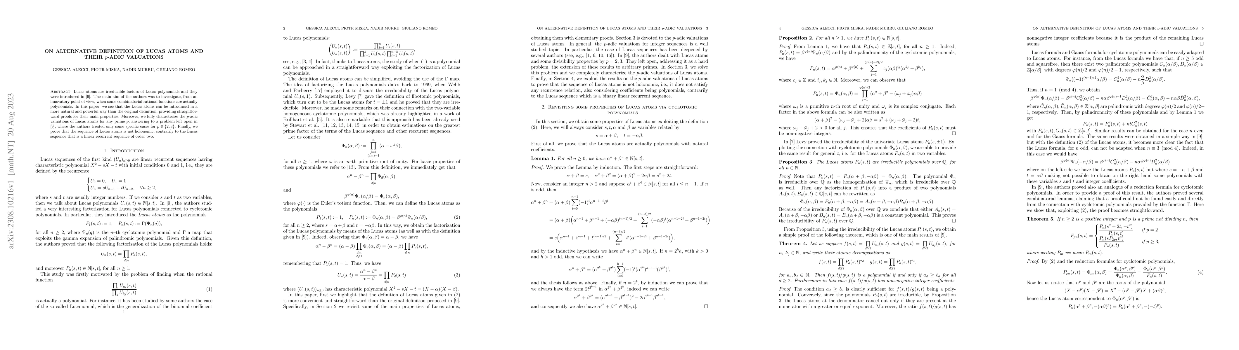 Thumbnail for On alternative definition of Lucas atoms and their $p$-adic valuations