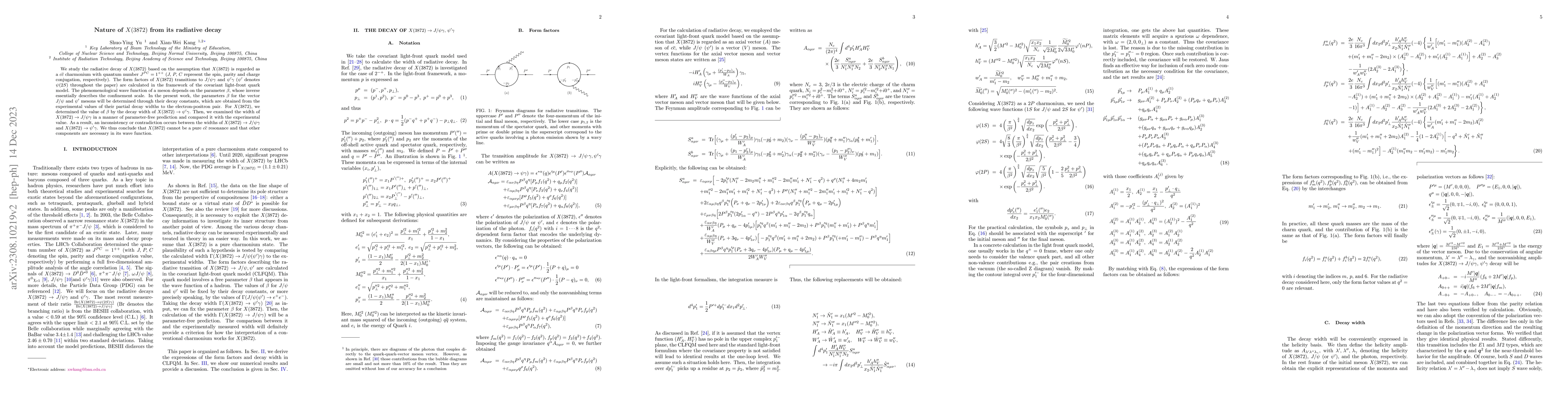 Thumbnail for Nature of $X(3872)$ from its radiative decay