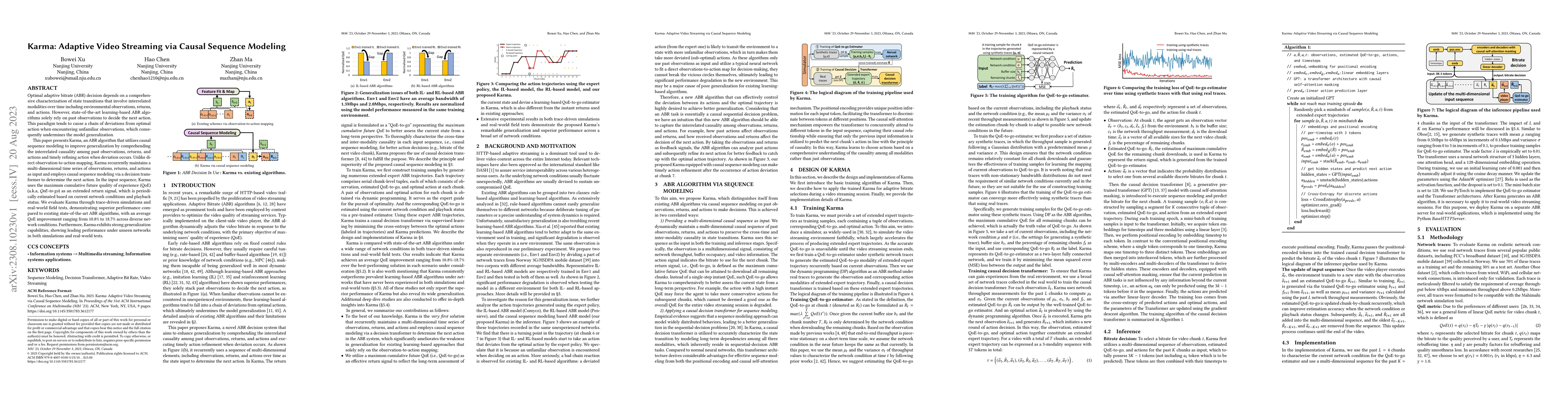Thumbnail for Karma: Adaptive Video Streaming via Causal Sequence Modeling