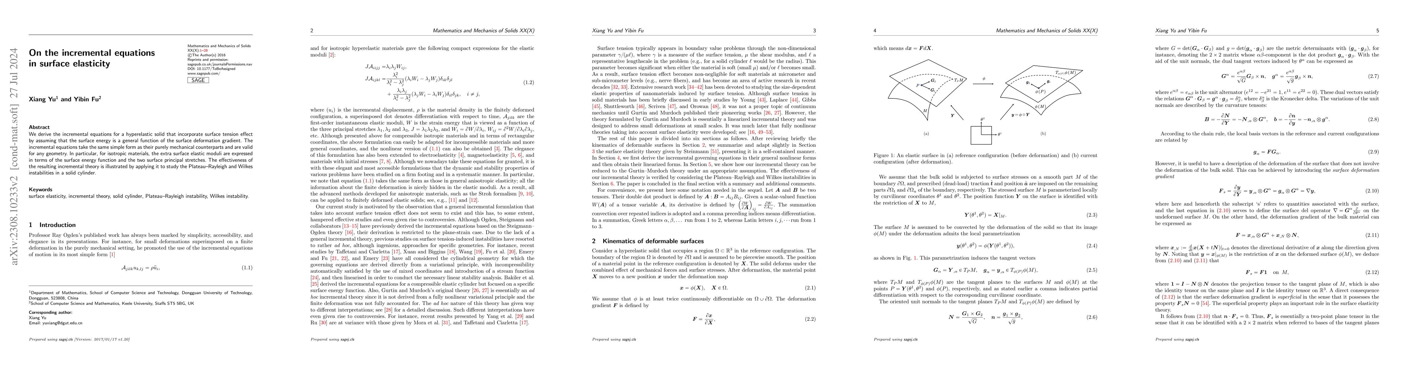 Thumbnail for On the incremental equations in surface elasticity