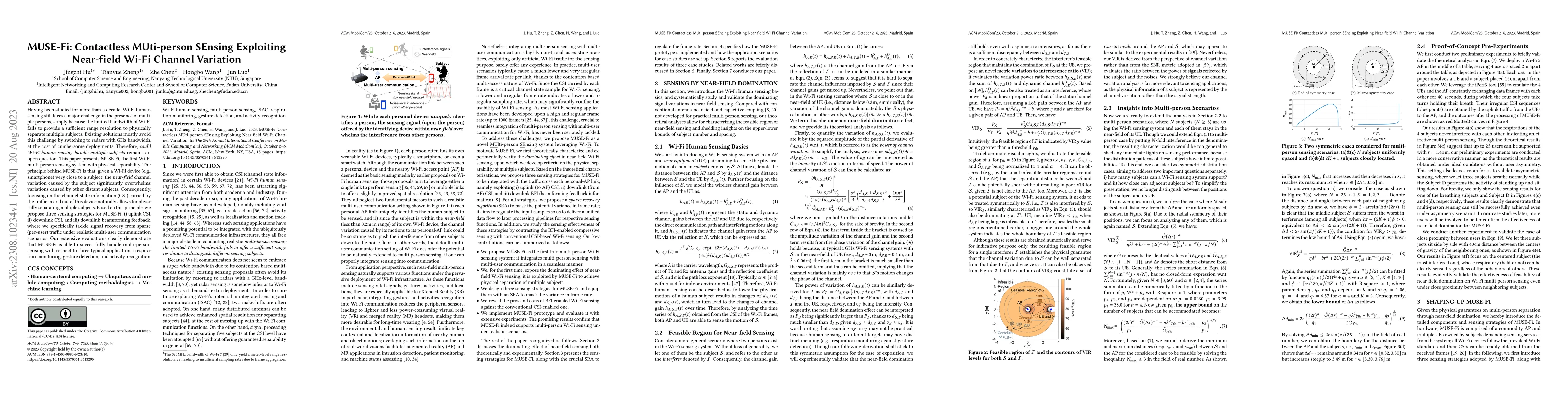 Thumbnail for MUSE-Fi: Contactless MUti-person SEnsing Exploiting Near-field Wi-Fi
  Channel Variation