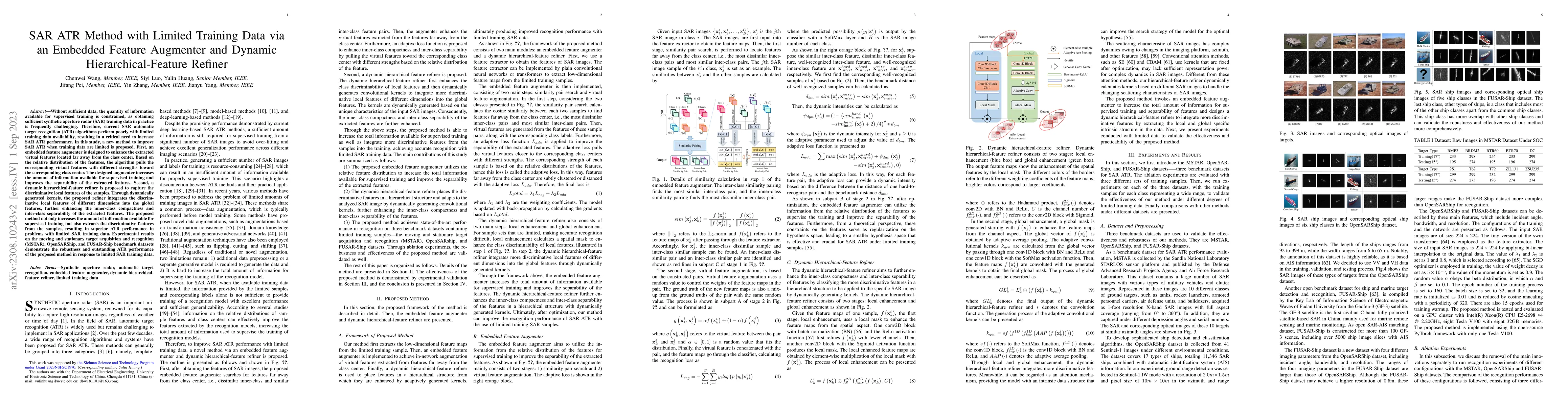 Thumbnail for SAR ATR Method with Limited Training Data via an Embedded Feature
  Augmenter and Dynamic Hierarchical-Feature Refiner