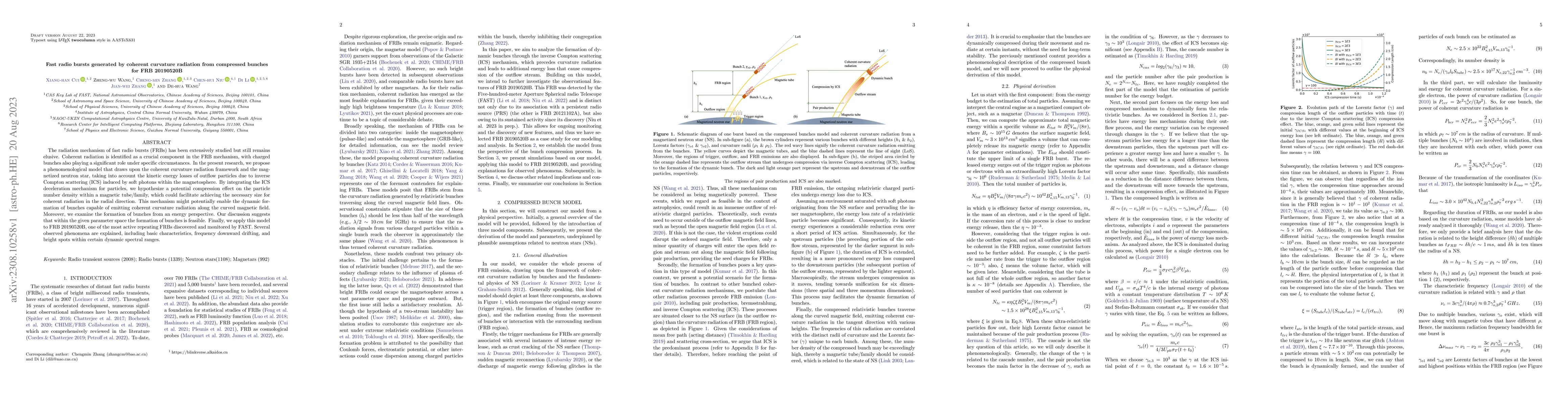 Thumbnail for Fast radio bursts generated by coherent curvature radiation from
  compressed bunches for FRB 20190520B