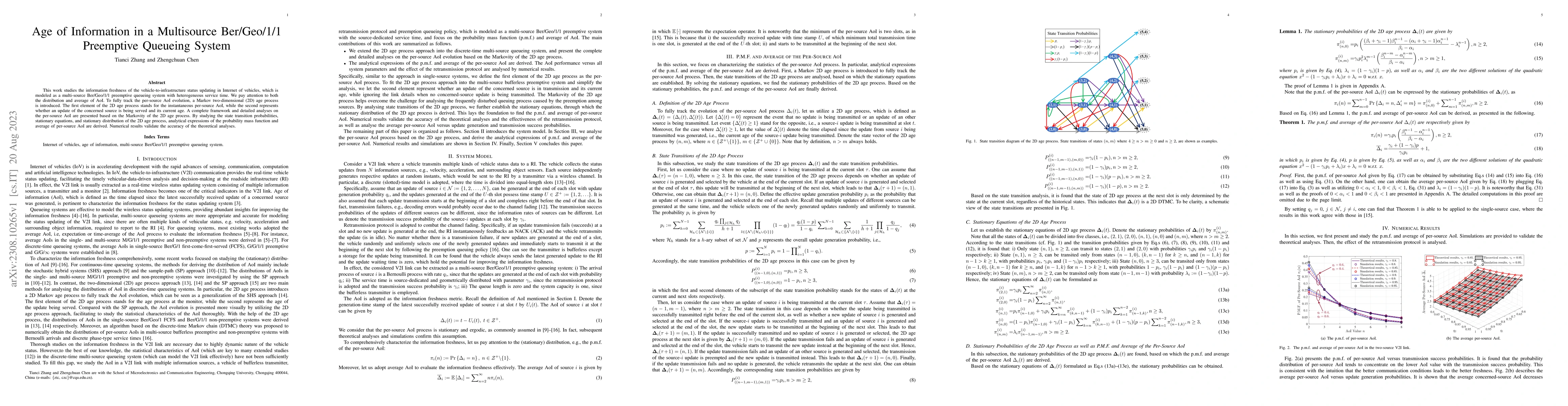 Thumbnail for Age of Information in a Multisource Ber/Geo/1/1 Preemptive Queueing
  System