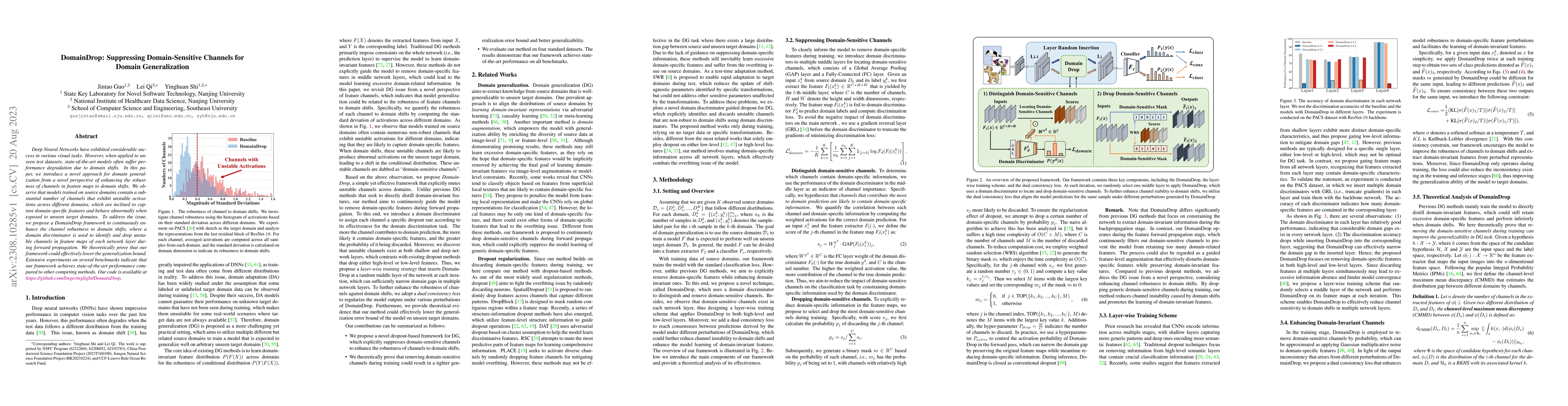 Thumbnail for DomainDrop: Suppressing Domain-Sensitive Channels for Domain
  Generalization