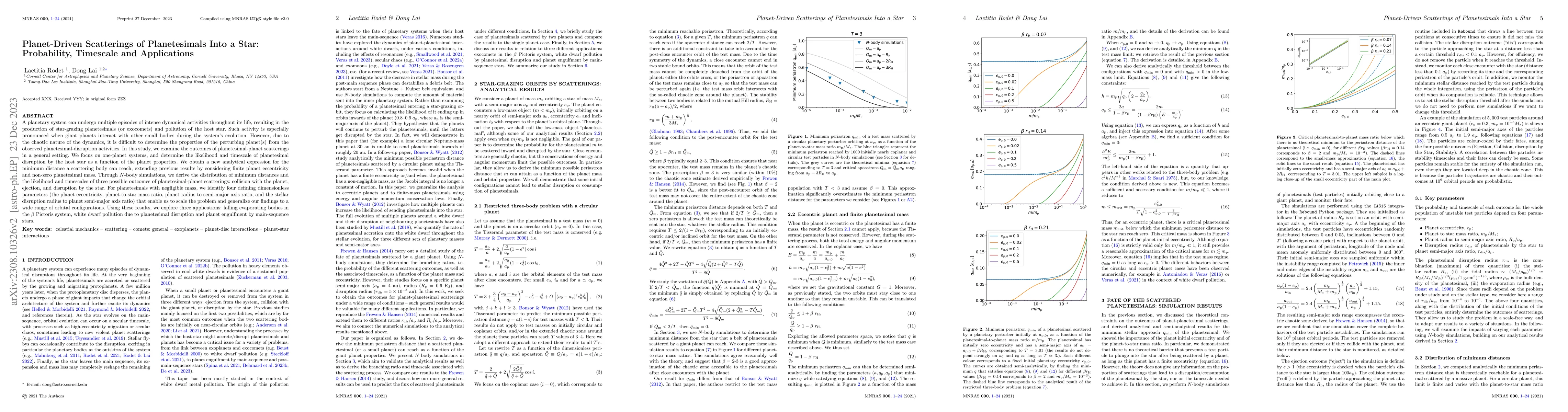 Thumbnail for Planet-Driven Scatterings of Planetesimals Into a Star: Probability,
  Timescale and Applications