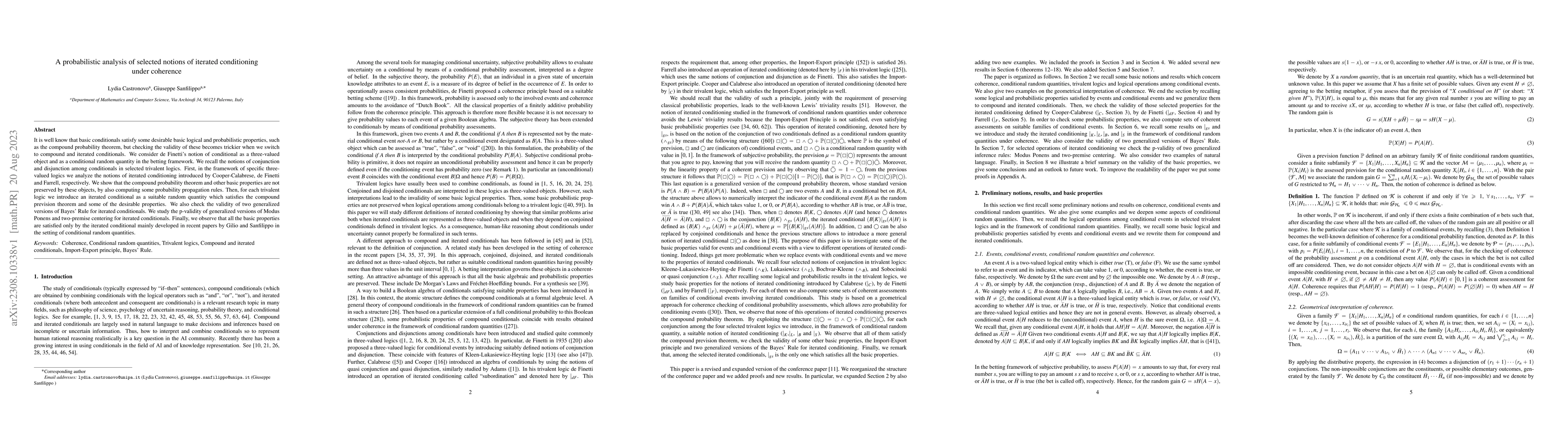Thumbnail for A probabilistic analysis of selected notions of iterated conditioning
  under coherence
