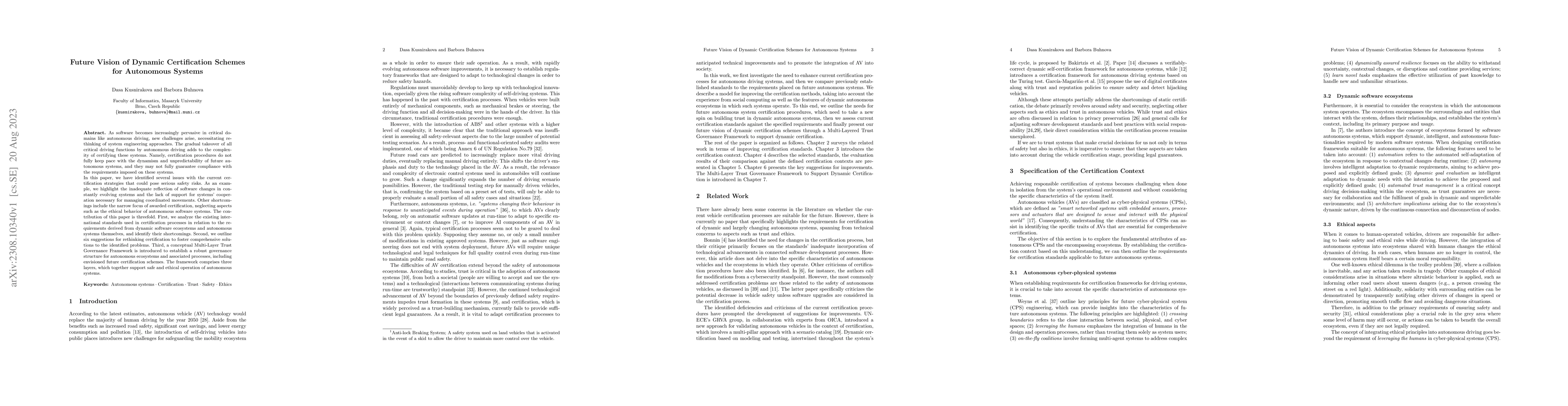 Thumbnail for Future Vision of Dynamic Certification Schemes for Autonomous Systems