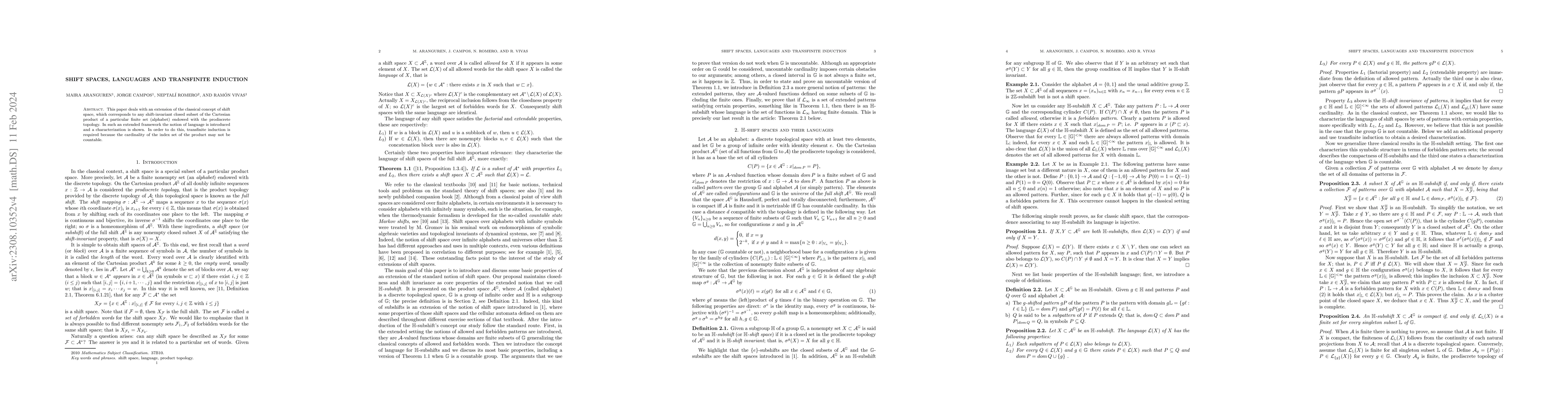 Thumbnail for Shift spaces, Languages and Transfinite Induction