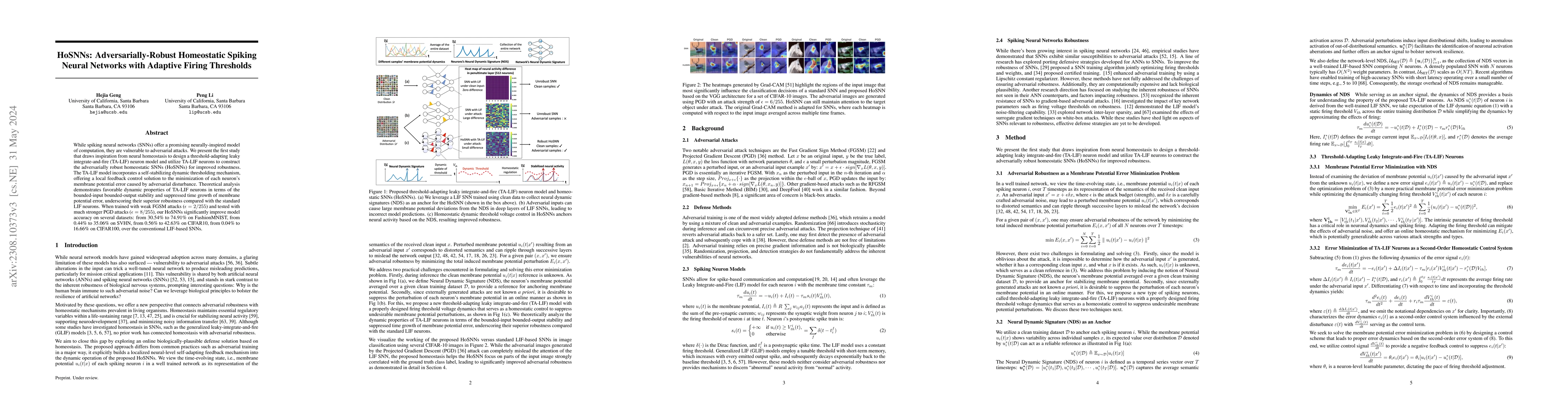 Thumbnail for HoSNN: Adversarially-Robust Homeostatic Spiking Neural Networks with
  Adaptive Firing Thresholds
