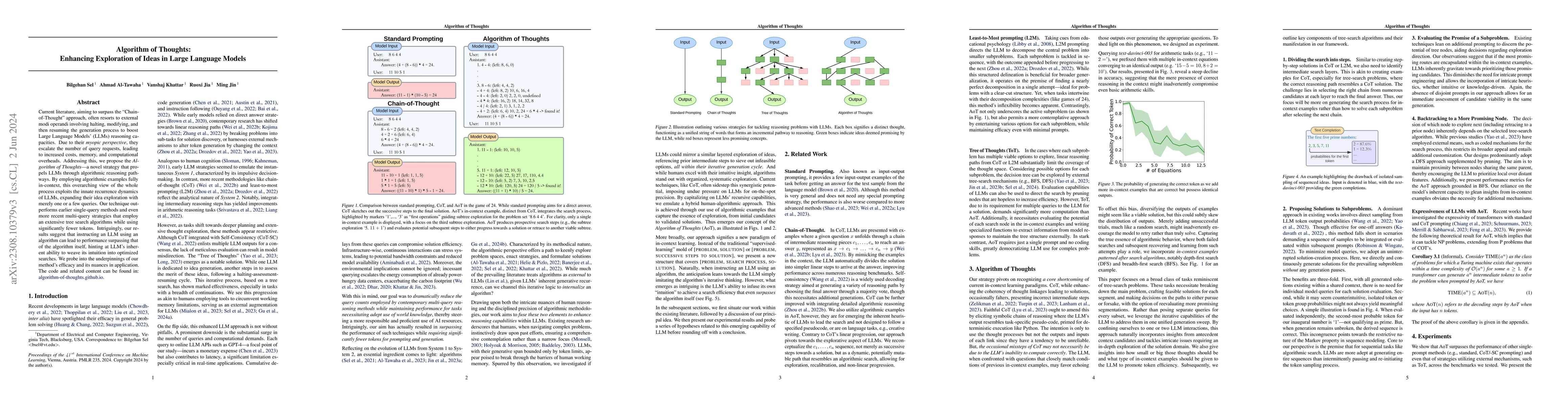 Thumbnail for Algorithm of Thoughts: Enhancing Exploration of Ideas in Large Language
  Models