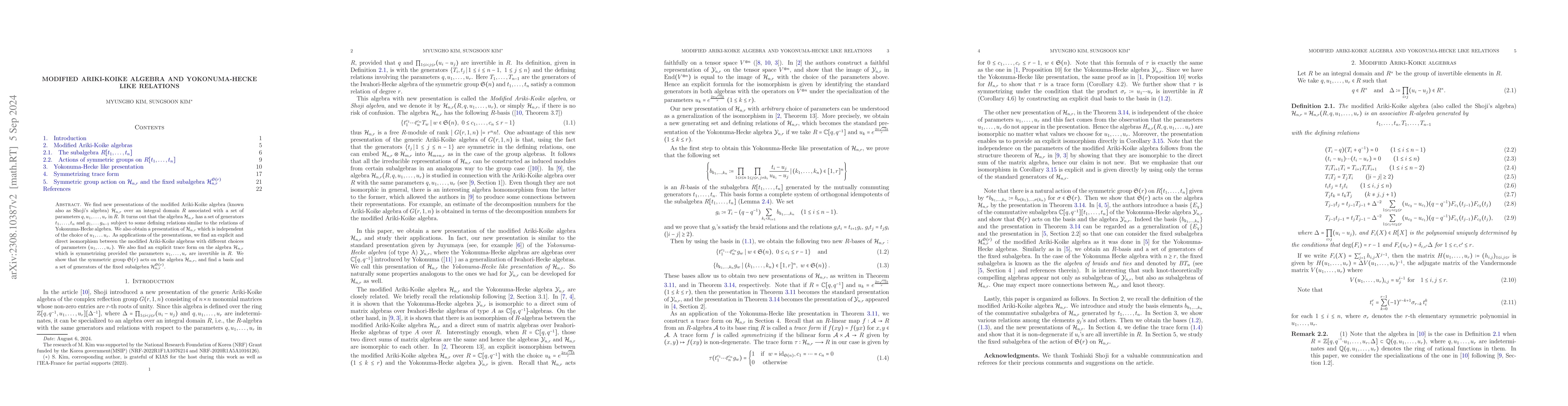 Thumbnail for Modified Ariki-Koike algebra and Yokounuma-Hecke like relations
