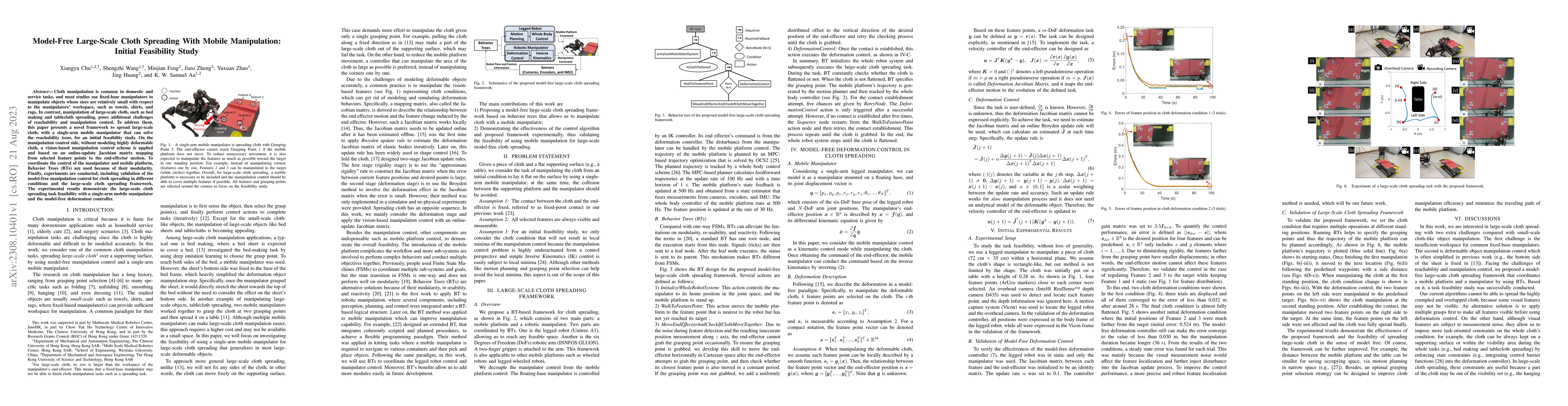 Thumbnail for Model-Free Large-Scale Cloth Spreading With Mobile Manipulation: Initial
  Feasibility Study