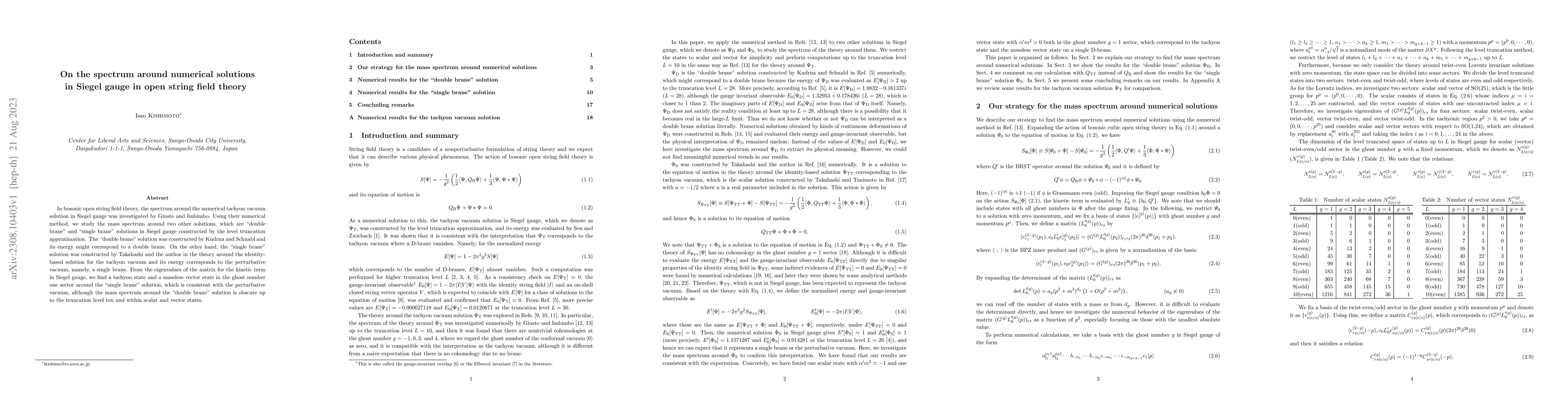 Thumbnail for On the spectrum around numerical solutions in Siegel gauge in open
  string field theory