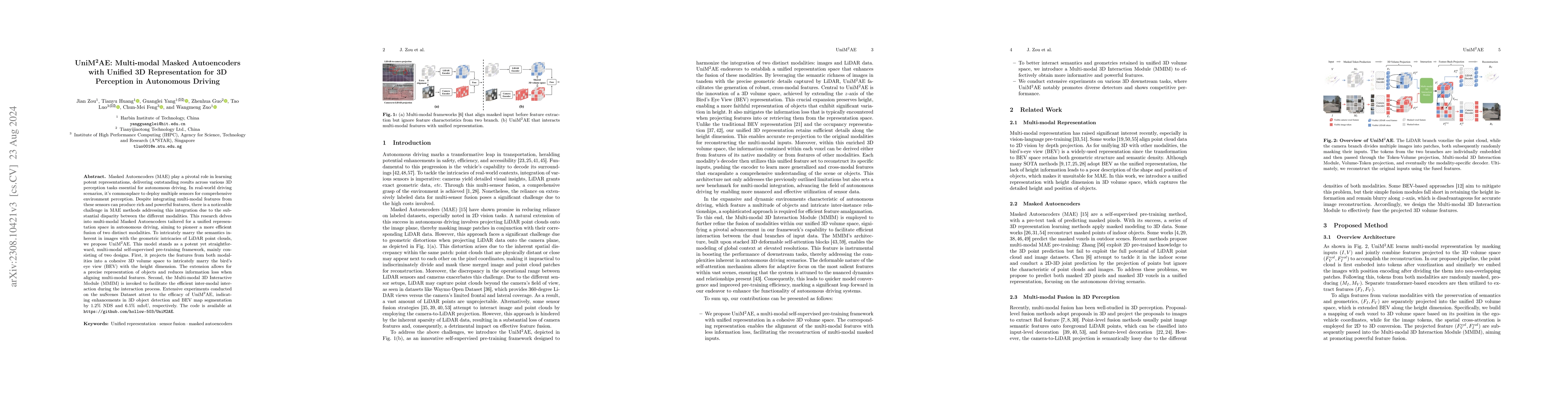 Thumbnail for UniM$^2$AE: Multi-modal Masked Autoencoders with Unified 3D
  Representation for 3D Perception in Autonomous Driving