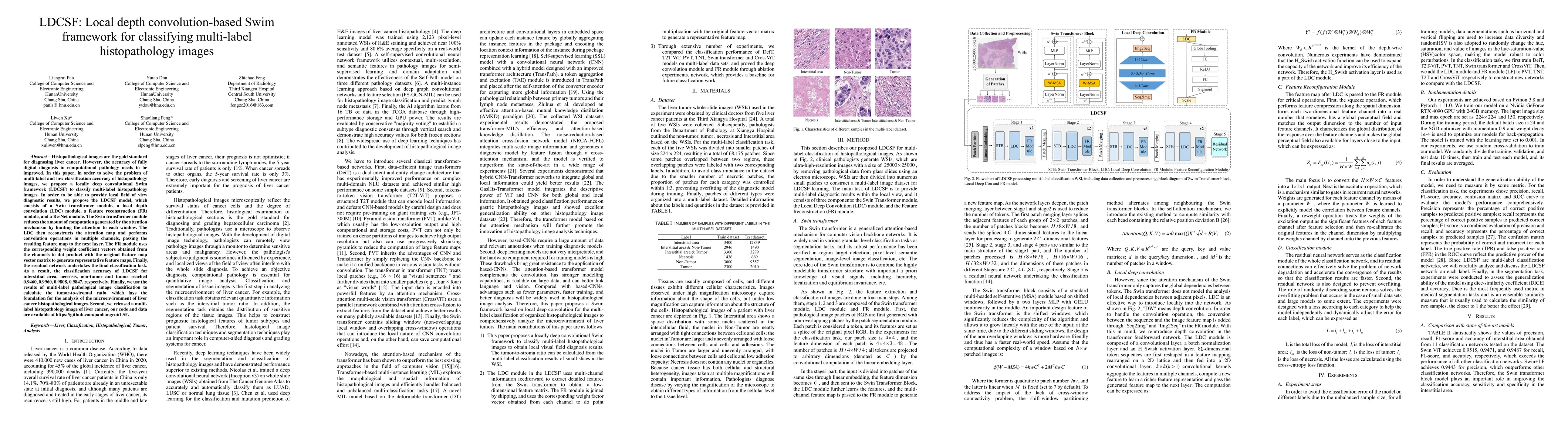 Thumbnail for LDCSF: Local depth convolution-based Swim framework for classifying
  multi-label histopathology images