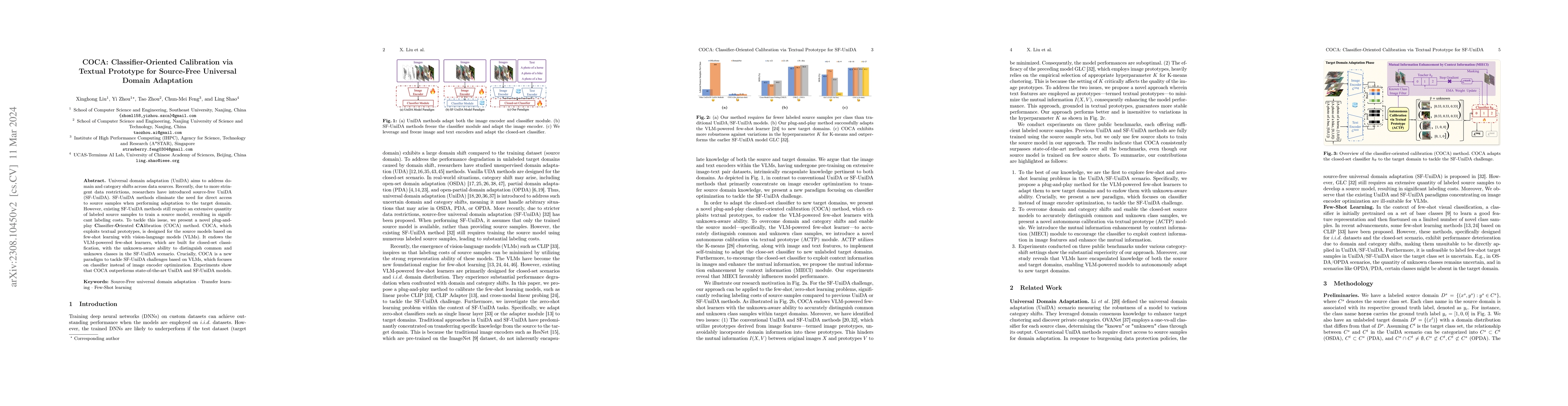 Thumbnail for COCA: Classifier-Oriented Calibration via Textual Prototype for
  Source-Free Universal Domain Adaptation