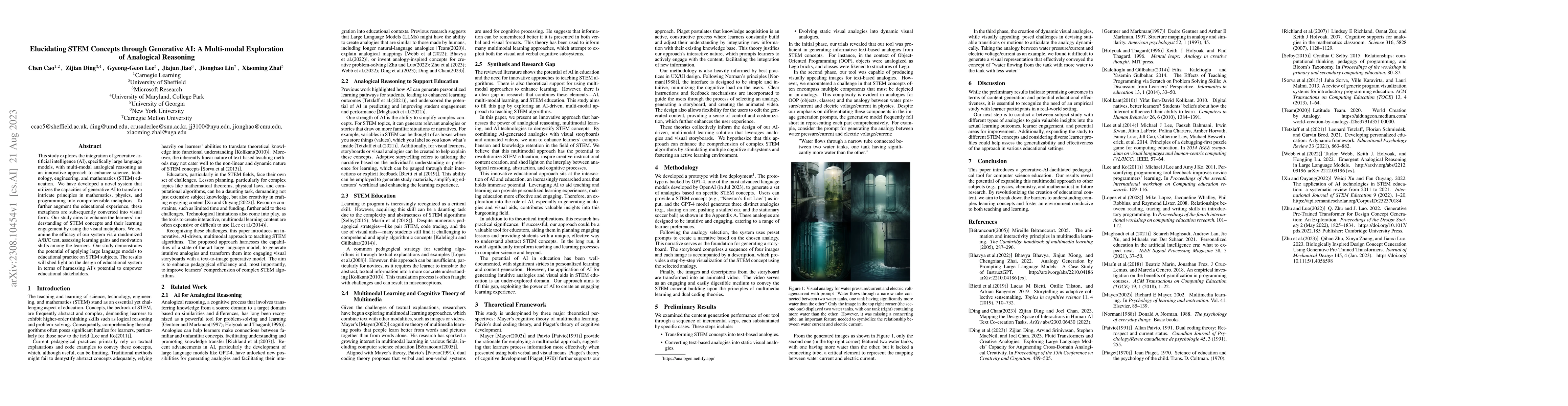 Thumbnail for Elucidating STEM Concepts through Generative AI: A Multi-modal
  Exploration of Analogical Reasoning