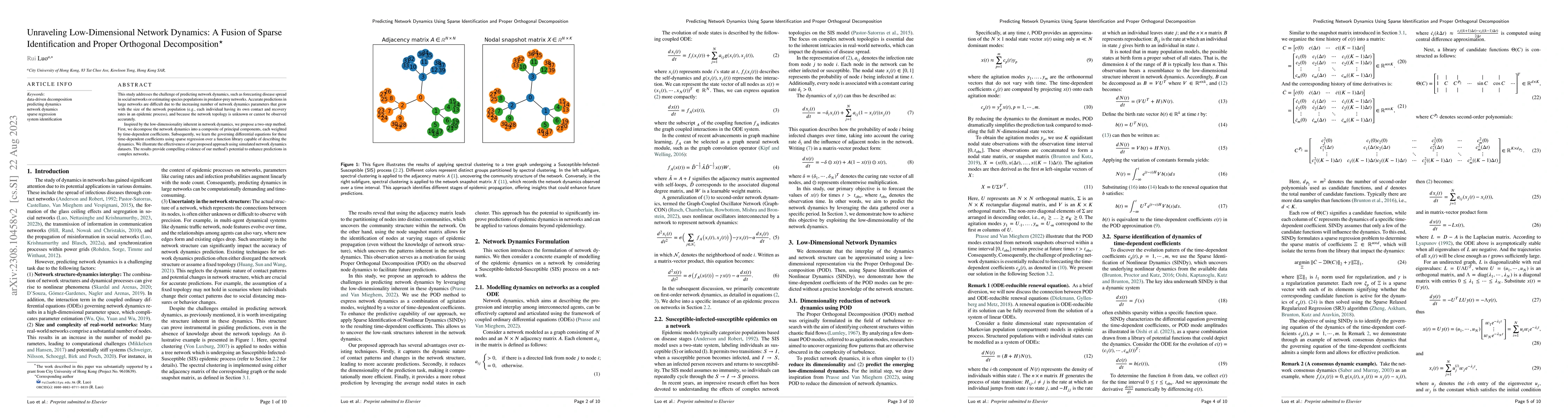 Thumbnail for Unraveling Low-Dimensional Network Dynamics: A Fusion of Sparse
  Identification and Proper Orthogonal Decomposition
