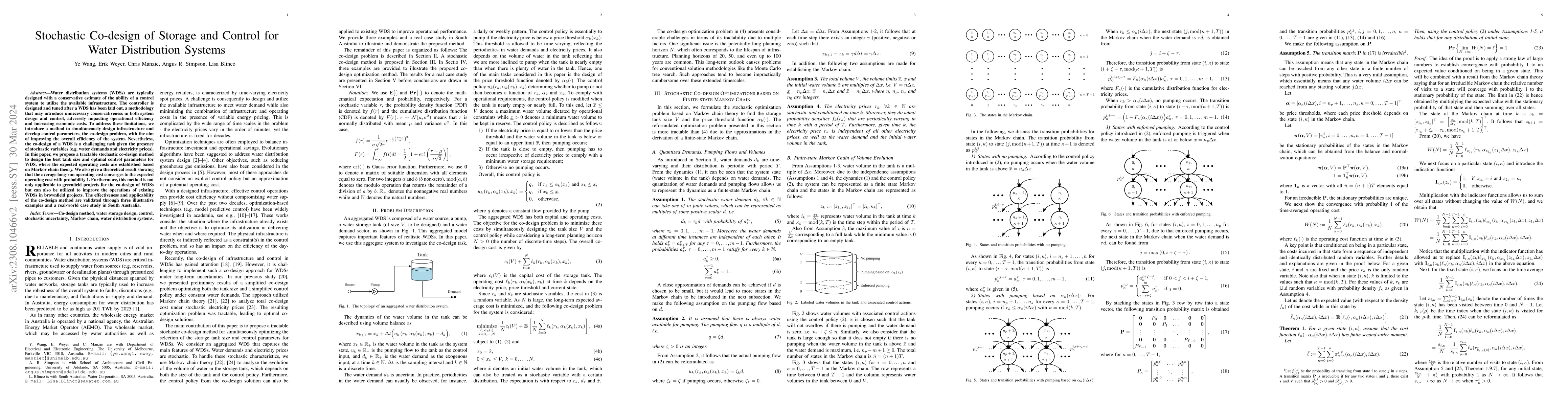 Thumbnail for Stochastic Co-design of Storage and Control for Water Distribution
  Systems