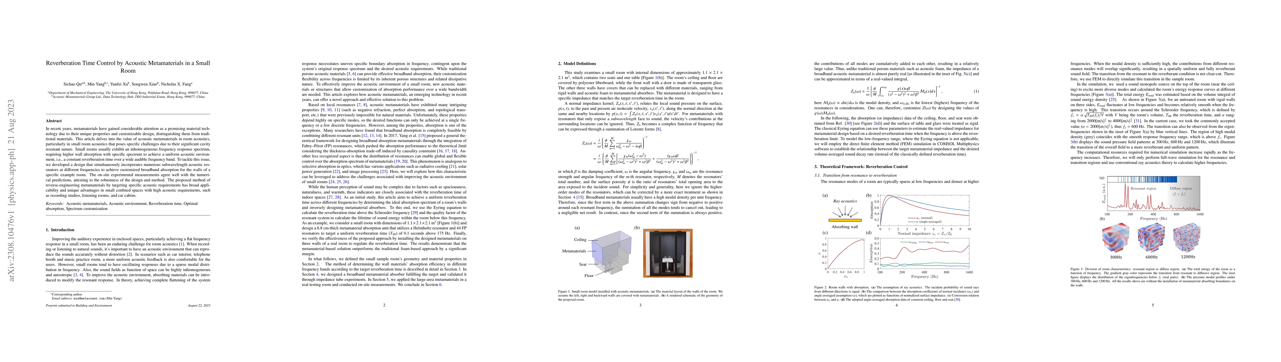 Thumbnail for Reverberation Time Control by Acoustic Metamaterials in a Small Room