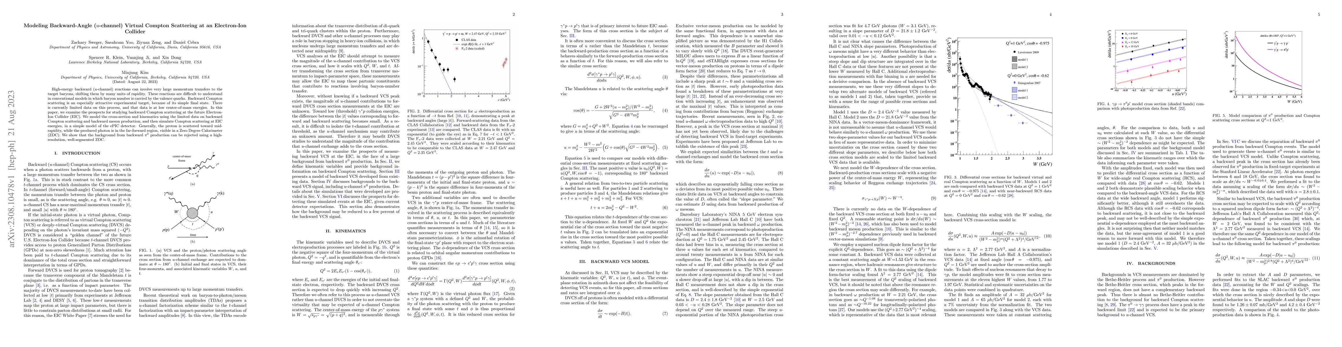 Thumbnail for Modeling Backward-Angle ($u$-channel) Virtual Compton Scattering at an
  Electron-Ion Collider