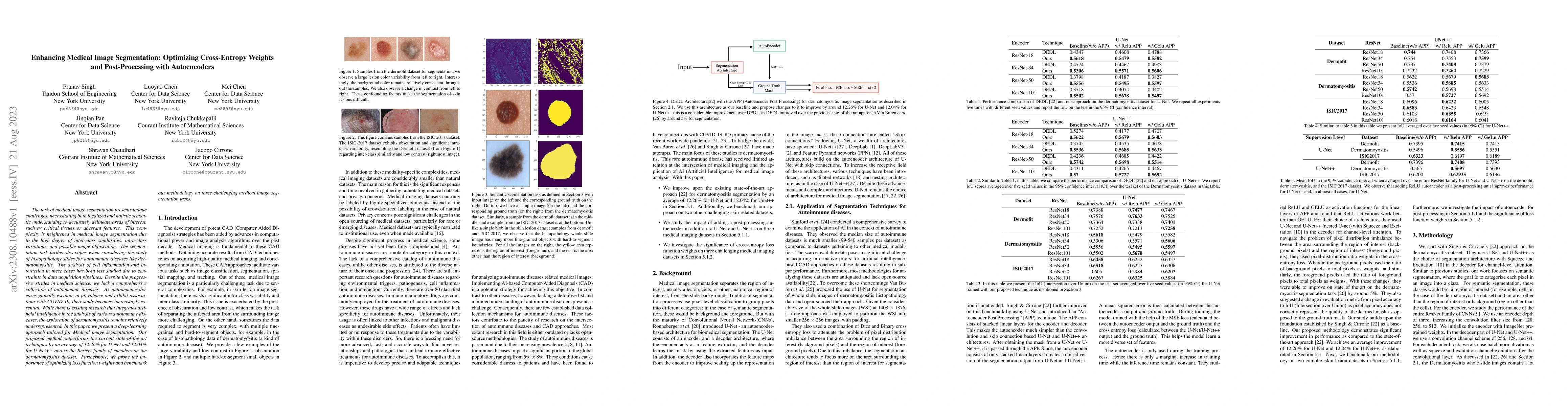 Thumbnail for Enhancing Medical Image Segmentation: Optimizing Cross-Entropy Weights
  and Post-Processing with Autoencoders
