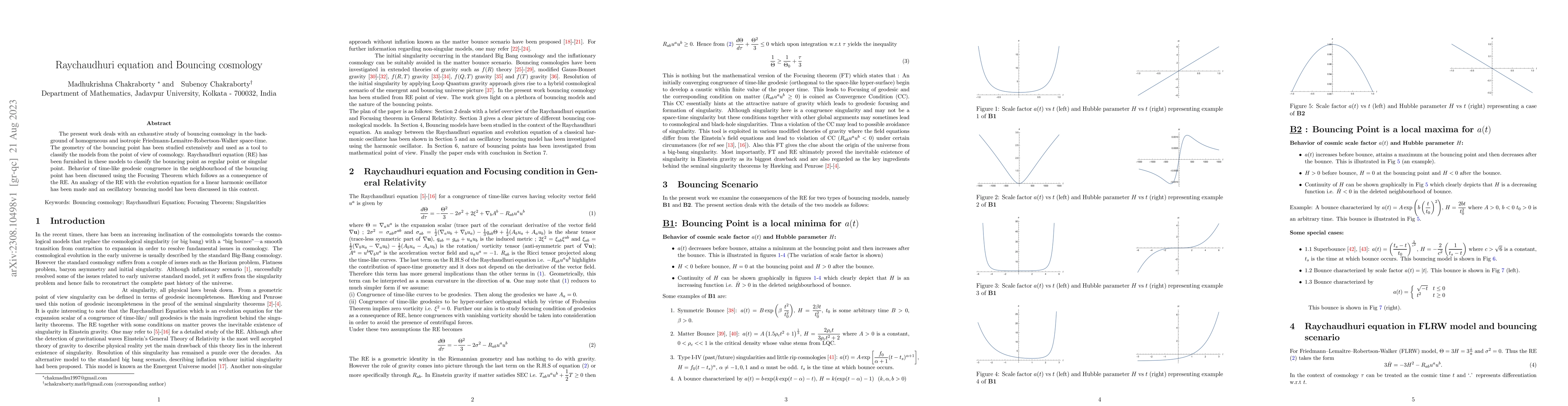 Thumbnail for Raychaudhuri equation and Bouncing cosmology