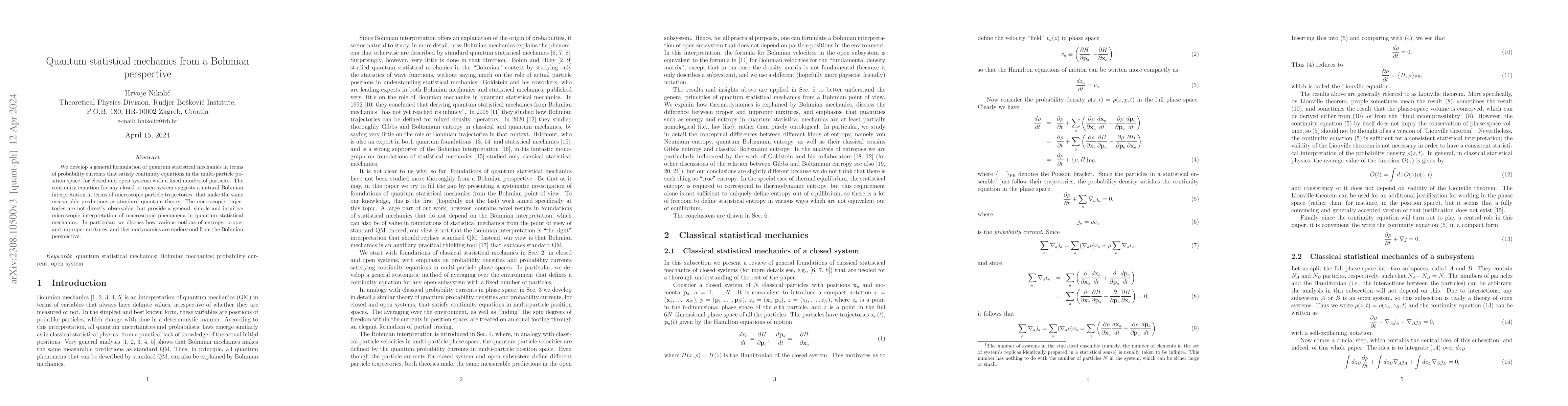 Thumbnail for Quantum statistical mechanics from a Bohmian perspective