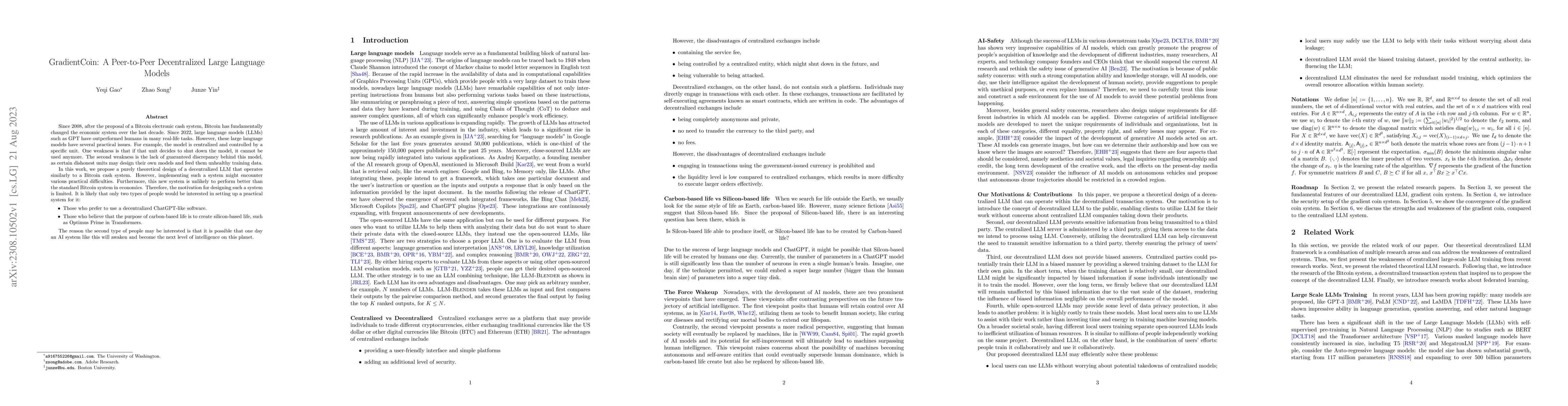 Thumbnail for GradientCoin: A Peer-to-Peer Decentralized Large Language Models