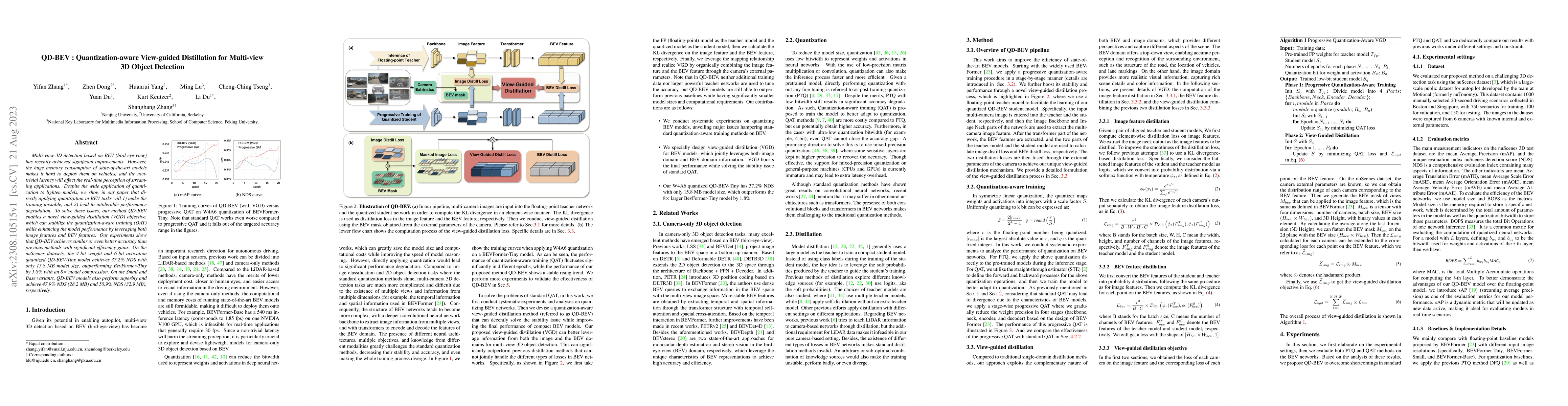 Thumbnail for QD-BEV : Quantization-aware View-guided Distillation for Multi-view 3D
  Object Detection