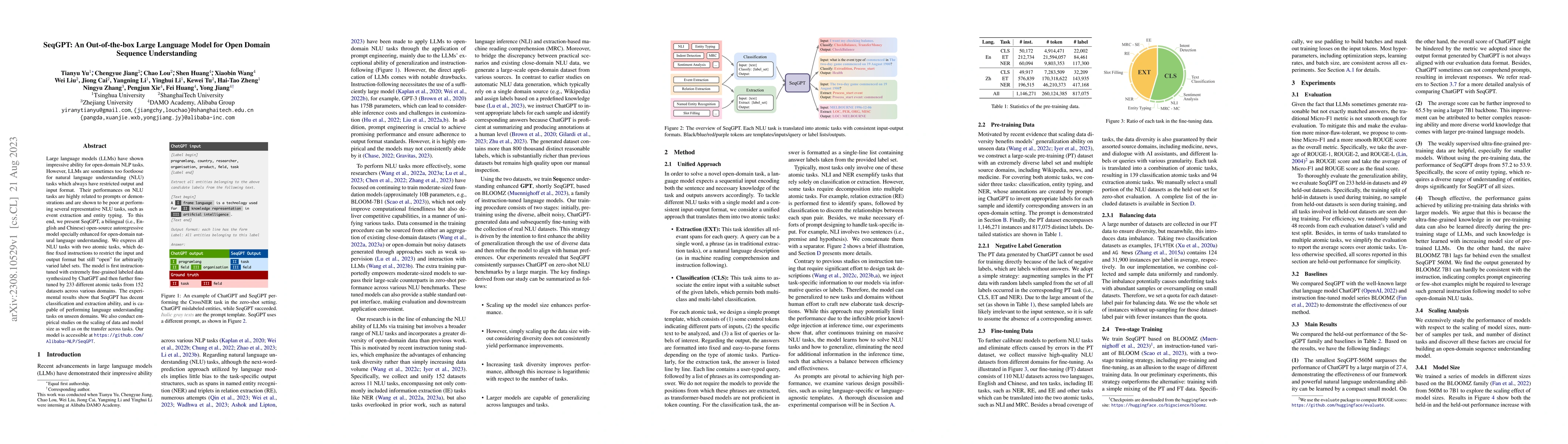 Thumbnail for SeqGPT: An Out-of-the-box Large Language Model for Open Domain Sequence
  Understanding