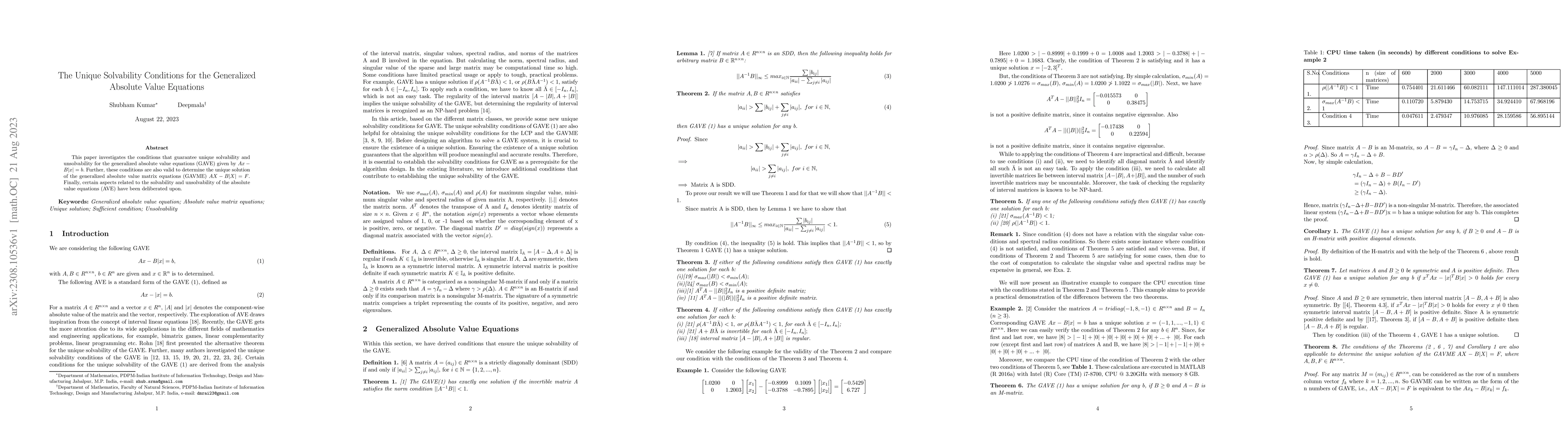 Thumbnail for The Unique Solvability Conditions for the Generalized Absolute Value
  Equations