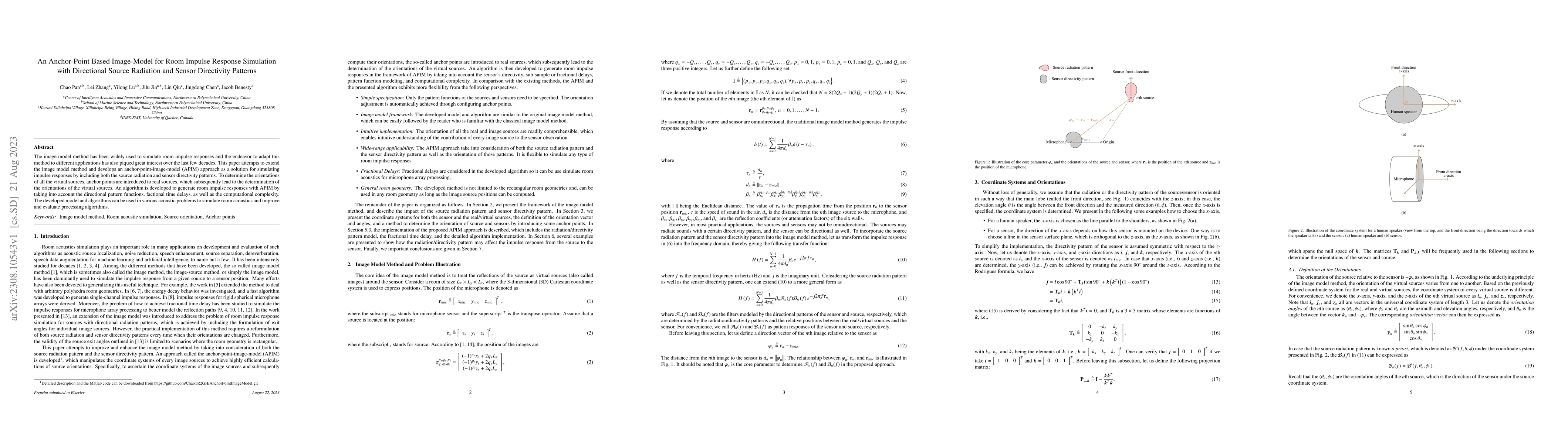 Thumbnail for An Anchor-Point Based Image-Model for Room Impulse Response Simulation
  with Directional Source Radiation and Sensor Directivity Patterns