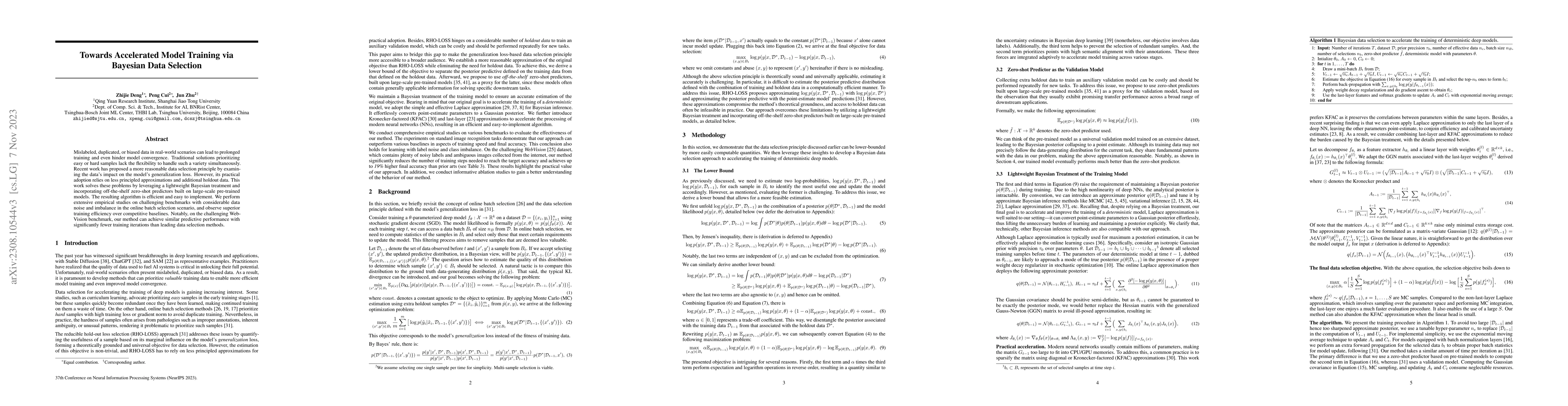 Thumbnail for Towards Accelerated Model Training via Bayesian Data Selection