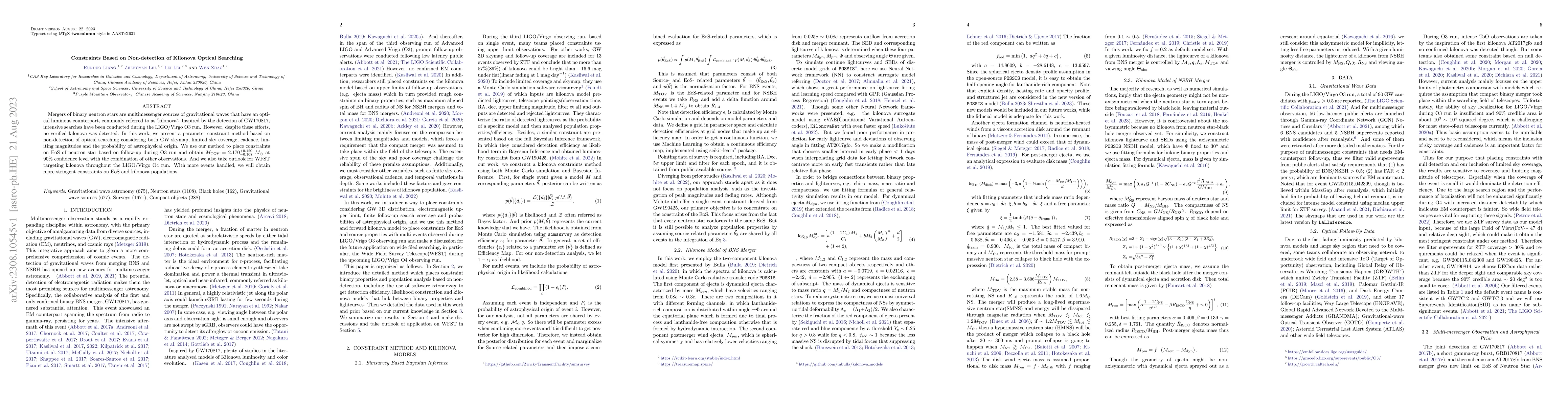 Thumbnail for Constraints Based on Non-detection of Kilonova Optical Searching