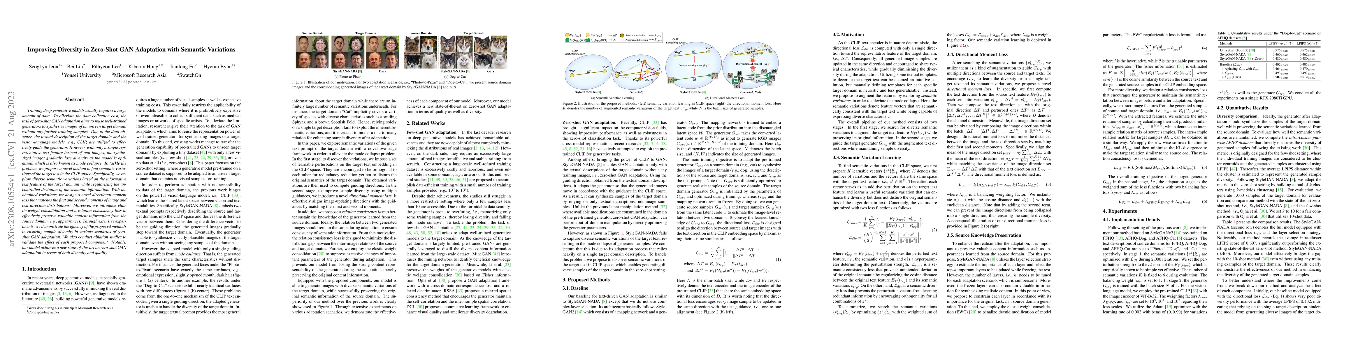 Thumbnail for Improving Diversity in Zero-Shot GAN Adaptation with Semantic Variations