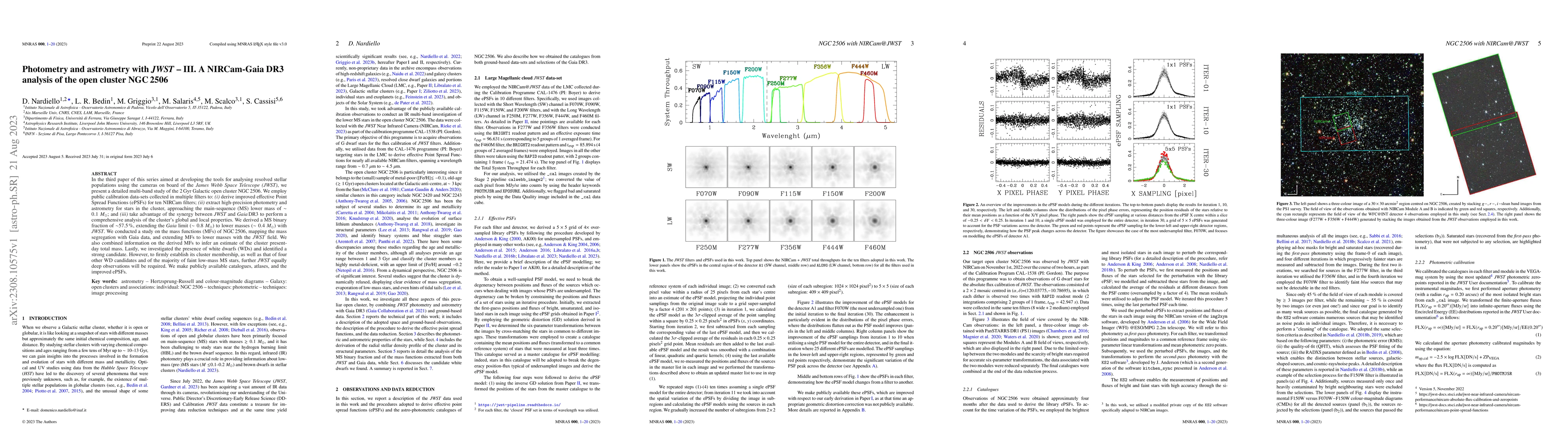 Thumbnail for Photometry and astrometry with JWST -- III. A NIRCam-Gaia DR3 analysis
  of the open cluster NGC 2506