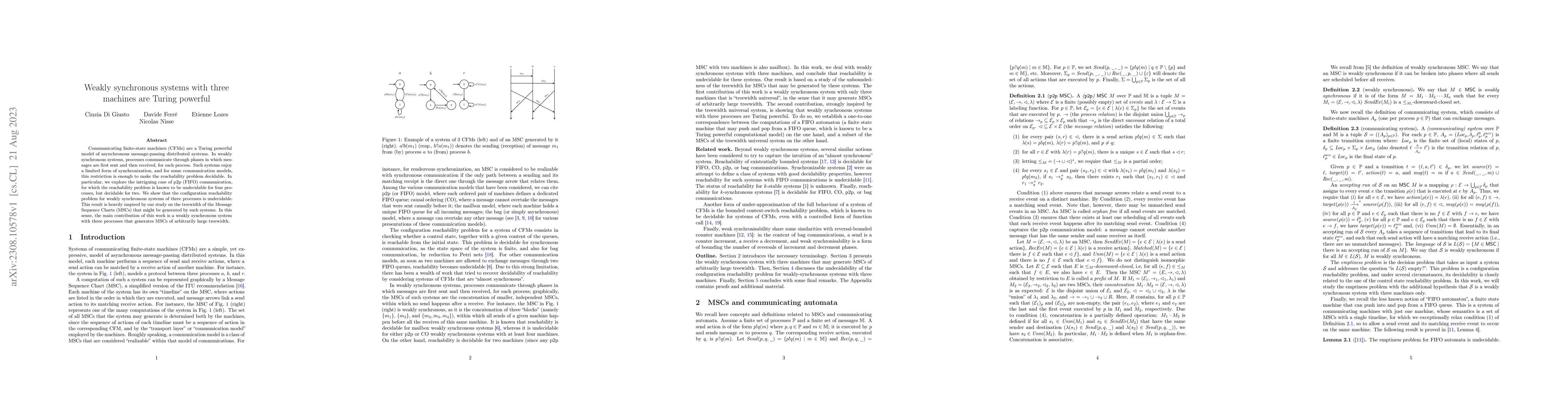 Thumbnail for Weakly synchronous systems with three machines are Turing powerful